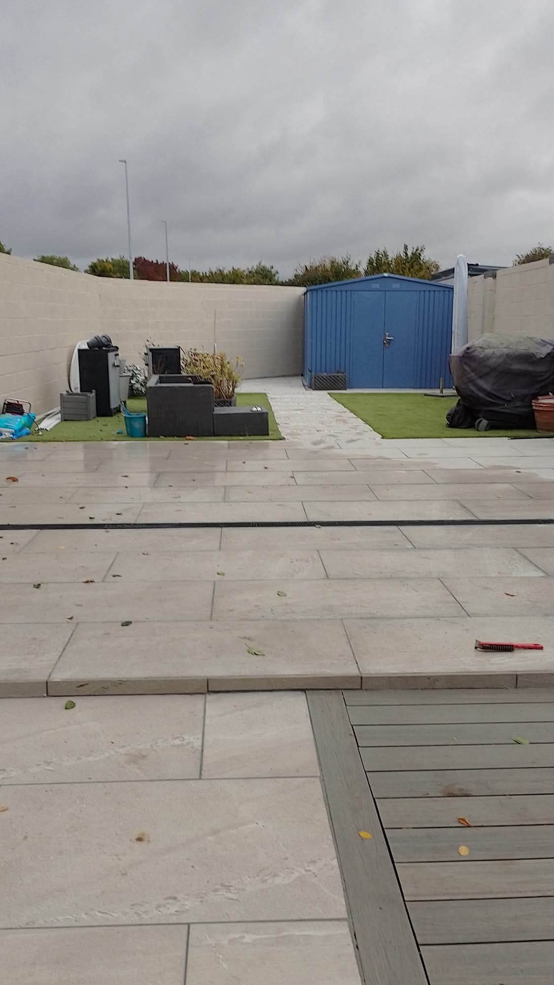 Completed paved patio and landscaped garden